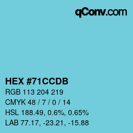 颜色代码: HEX #71CCDB | qconv.com