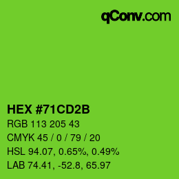 Color code: HEX #71CD2B | qconv.com