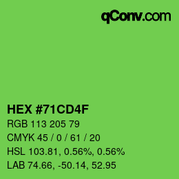 Color code: HEX #71CD4F | qconv.com