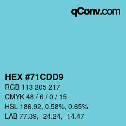 Color code: HEX #71CDD9 | qconv.com