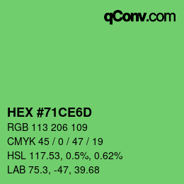 カラーコード: HEX #71CE6D | qconv.com