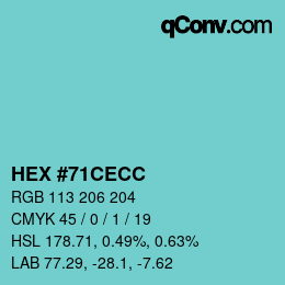 Color code: HEX #71CECC | qconv.com