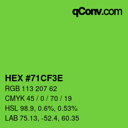 カラーコード: HEX #71CF3E | qconv.com