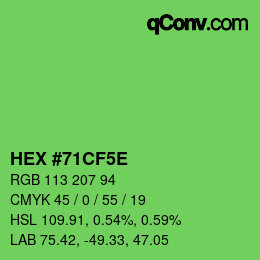 カラーコード: HEX #71CF5E | qconv.com