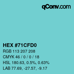 颜色代码: HEX #71CFD0 | qconv.com