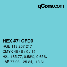 Color code: HEX #71CFD9 | qconv.com
