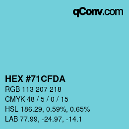 Color code: HEX #71CFDA | qconv.com