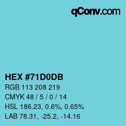 カラーコード: HEX #71D0DB | qconv.com