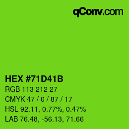 Color code: HEX #71D41B | qconv.com