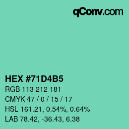カラーコード: HEX #71D4B5 | qconv.com