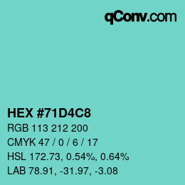 Color code: HEX #71D4C8 | qconv.com
