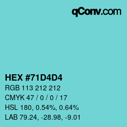 カラーコード: HEX #71D4D4 | qconv.com