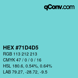 カラーコード: HEX #71D4D5 | qconv.com