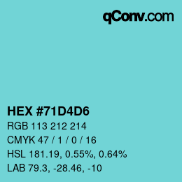 颜色代码: HEX #71D4D6 | qconv.com