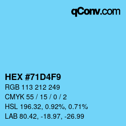Farbcode: HEX #71D4F9 | qconv.com