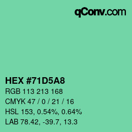 カラーコード: HEX #71D5A8 | qconv.com