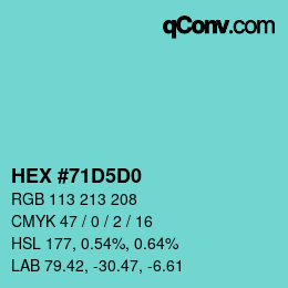 颜色代码: HEX #71D5D0 | qconv.com