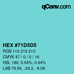 颜色代码: HEX #71D5D5 | qconv.com