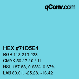 Farbcode: HEX #71D5E4 | qconv.com