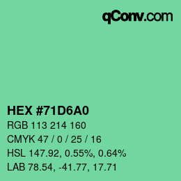 颜色代码: HEX #71D6A0 | qconv.com