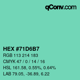 颜色代码: HEX #71D6B7 | qconv.com