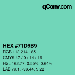 Color code: HEX #71D6B9 | qconv.com