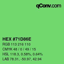 Color code: HEX #71D86E | qconv.com