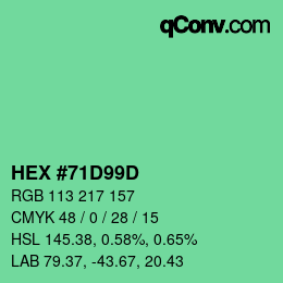 カラーコード: HEX #71D99D | qconv.com