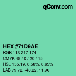 Color code: HEX #71D9AE | qconv.com