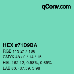 Color code: HEX #71D9BA | qconv.com