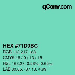 Color code: HEX #71D9BC | qconv.com