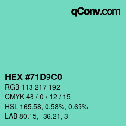 カラーコード: HEX #71D9C0 | qconv.com