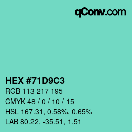 Color code: HEX #71D9C3 | qconv.com