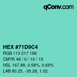 Color code: HEX #71D9C4 | qconv.com