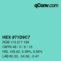 Color code: HEX #71D9C7 | qconv.com
