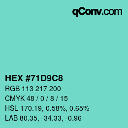 Color code: HEX #71D9C8 | qconv.com