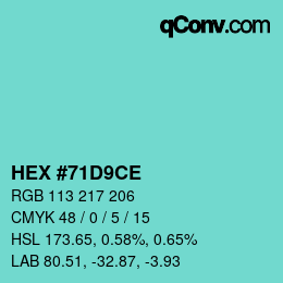 Color code: HEX #71D9CE | qconv.com