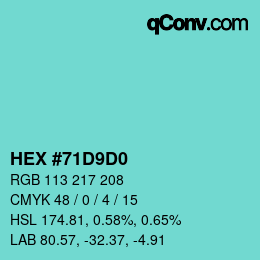 Color code: HEX #71D9D0 | qconv.com