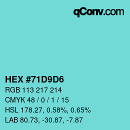Color code: HEX #71D9D6 | qconv.com