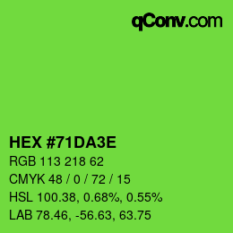 Color code: HEX #71DA3E | qconv.com