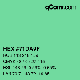 颜色代码: HEX #71DA9F | qconv.com