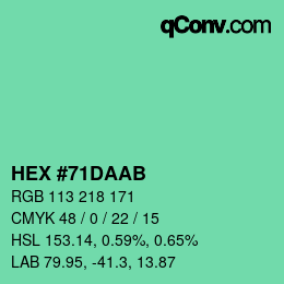 Color code: HEX #71DAAB | qconv.com