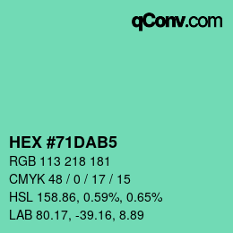 カラーコード: HEX #71DAB5 | qconv.com
