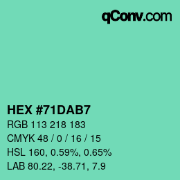 カラーコード: HEX #71DAB7 | qconv.com
