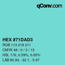颜色代码: HEX #71DAD3 | qconv.com
