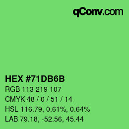 カラーコード: HEX #71DB6B | qconv.com