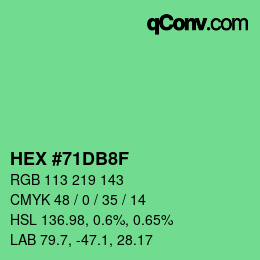 颜色代码: HEX #71DB8F | qconv.com