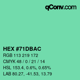 Color code: HEX #71DBAC | qconv.com