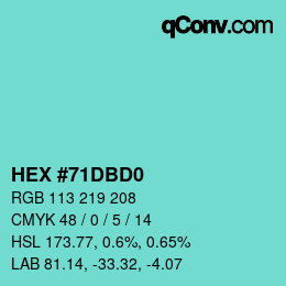 颜色代码: HEX #71DBD0 | qconv.com