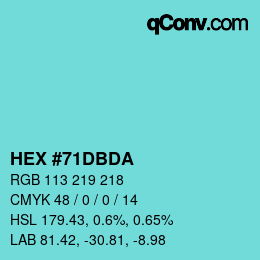 カラーコード: HEX #71DBDA | qconv.com